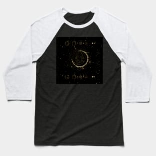 Elegant golden moon with stars Baseball T-Shirt